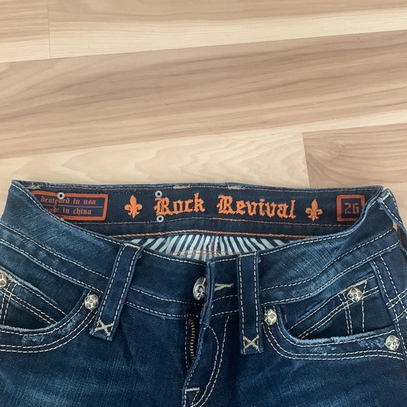 rock revival low rise & bootcut jeans with gold stitching - Picture 2 of 3